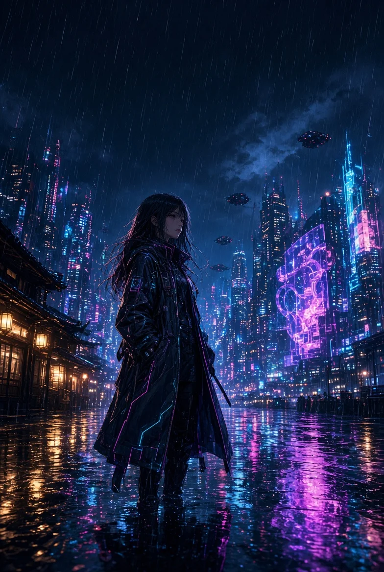 Neon Tokyo Rainy Night