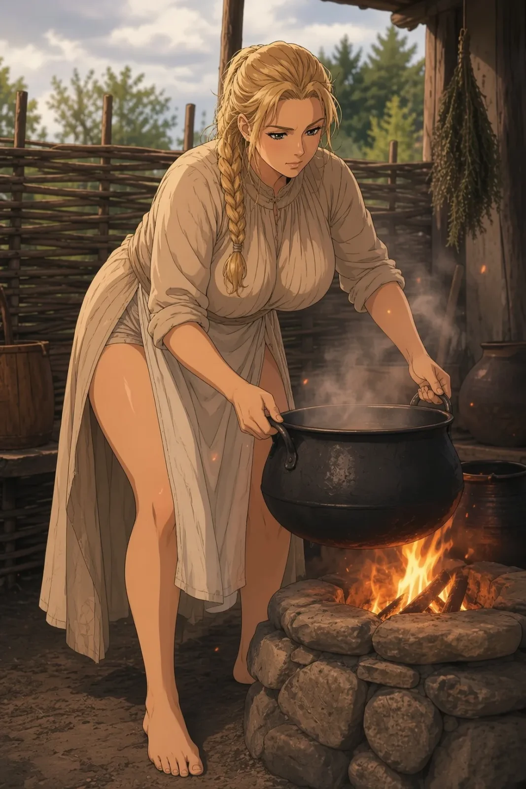 Cauldron Cooking Woman