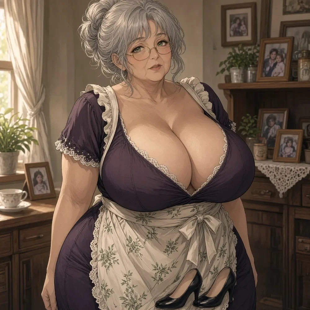 Anime Grandma Erotic Dark Apron