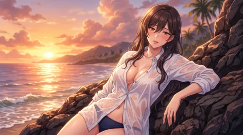 Bech Girl Sunset