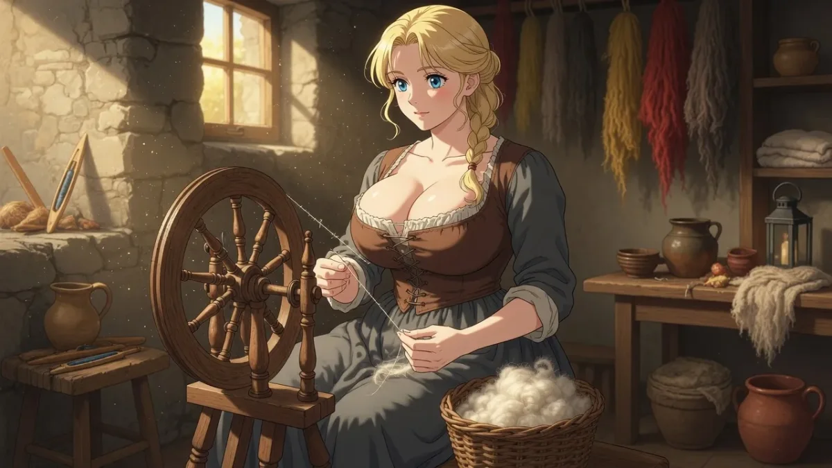 Spinning Wool Woman