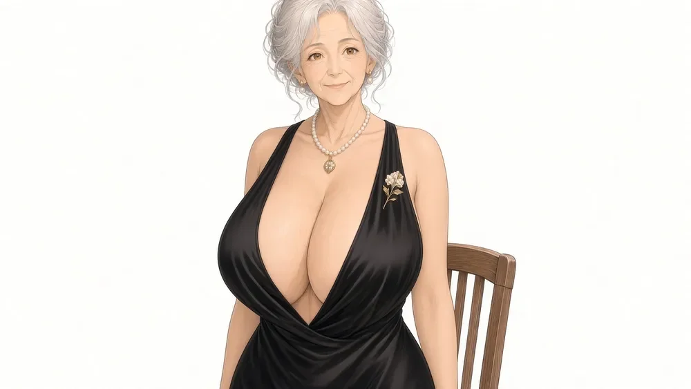 Anime Grandma Erotic Black Dress 02