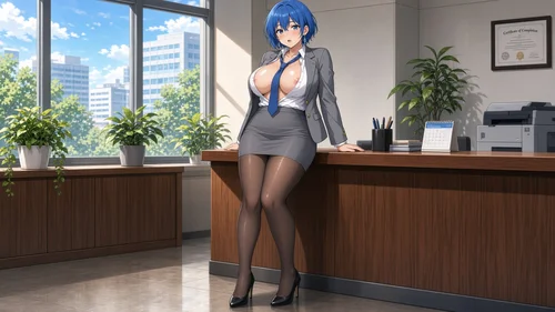 Blauhaarige Anime Waifu